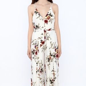 White/Floral Jumpsuit - Size L